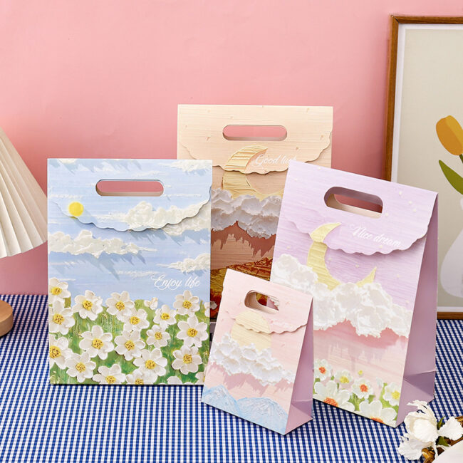 Artistic Oil Painting Gift Bags for Birthday & Holiday Gifts