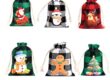 Christmas Plaid Cotton Drawstring Gift Bags for Candy Storage