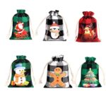 Christmas Plaid Cotton Drawstring Gift Bags for Candy Storage