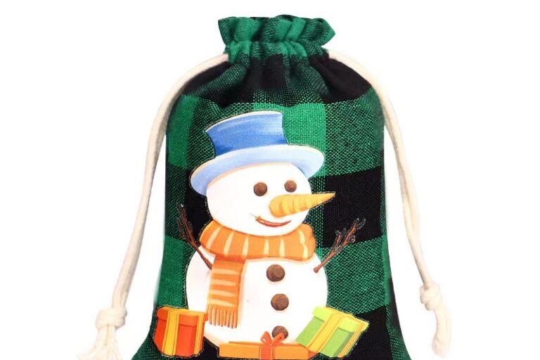 Christmas Plaid Cotton Drawstring Gift Bags for Candy Storage