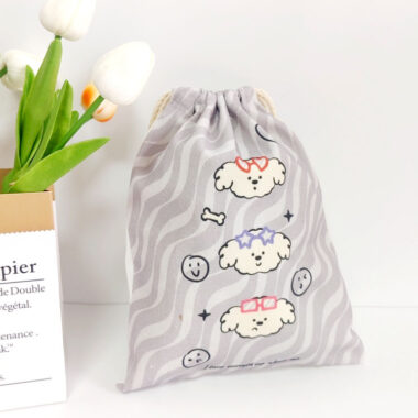 Cute Canvas Drawstring Cosmetic Gift Storage Bags with Custom Logo