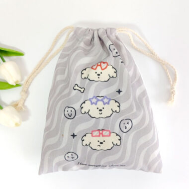 Cute Canvas Drawstring Cosmetic Gift Storage Bags with Custom Logo