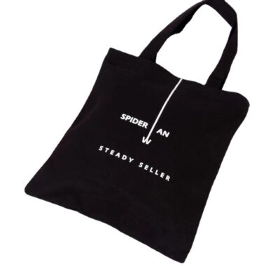  Custom Logo Printed Black & White Cotton Canvas Tote Bags