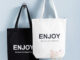Custom Logo Printed Black & White Cotton Canvas Tote Bags
