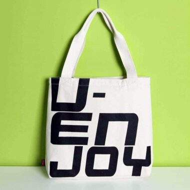  Custom Logo Printed Black & White Cotton Canvas Tote Bags
