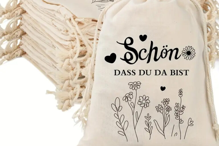 Cotton Drawstring Wedding Gift Bags with Thank You Print