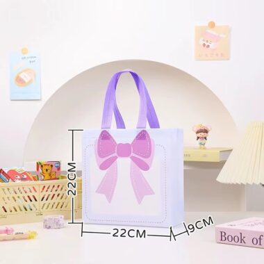  Custom Printed Dopamine Cartoon Non Woven Tote Bag for Kids’ Gift Packaging