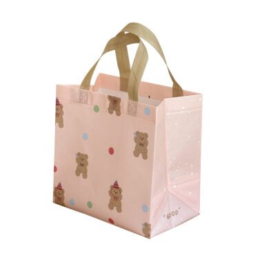 Cartoon Bear Non-Woven Carry Bags for Kidswear Stores and Gift Packaging