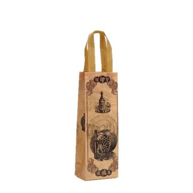 Vintage Copper Non-Woven Wine Tote Bag with Classical Printing
