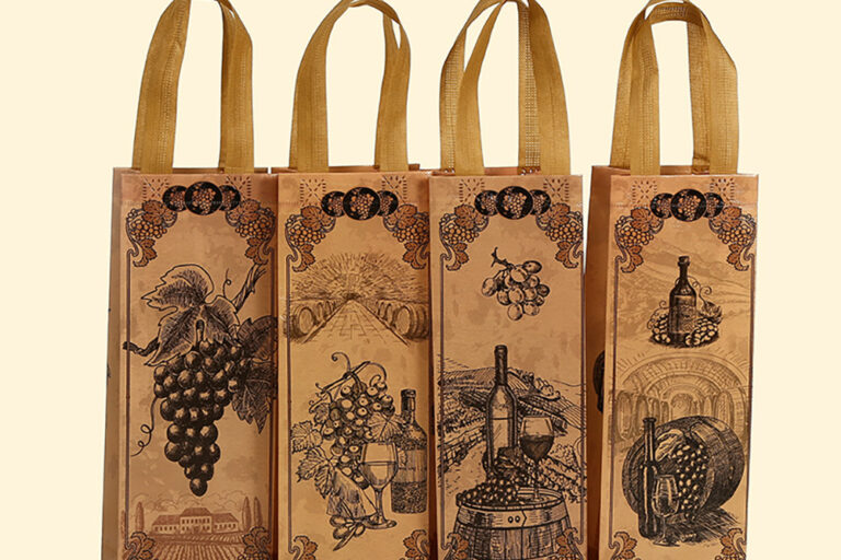 Fashion Non Woven Carry Bags Custom Printing for Wine Packaging & Vintage Gift Use (8) Vintage Copper Non-Woven Wine Tote Bag with Classical Printing