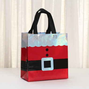  Laser Foil Christmas Printed Non Woven Tote Bag Waterproof Gift Shopping
