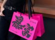Custom Fashion Black Pink Boutique Paper Shopping Bag with Handle