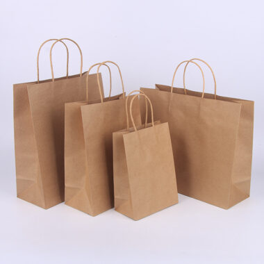 Custom Printed Fashion Kraft Paper Carry Bag with Handle for Takeout