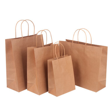 Custom Printed Fashion Kraft Paper Carry Bag with Handle for Takeout