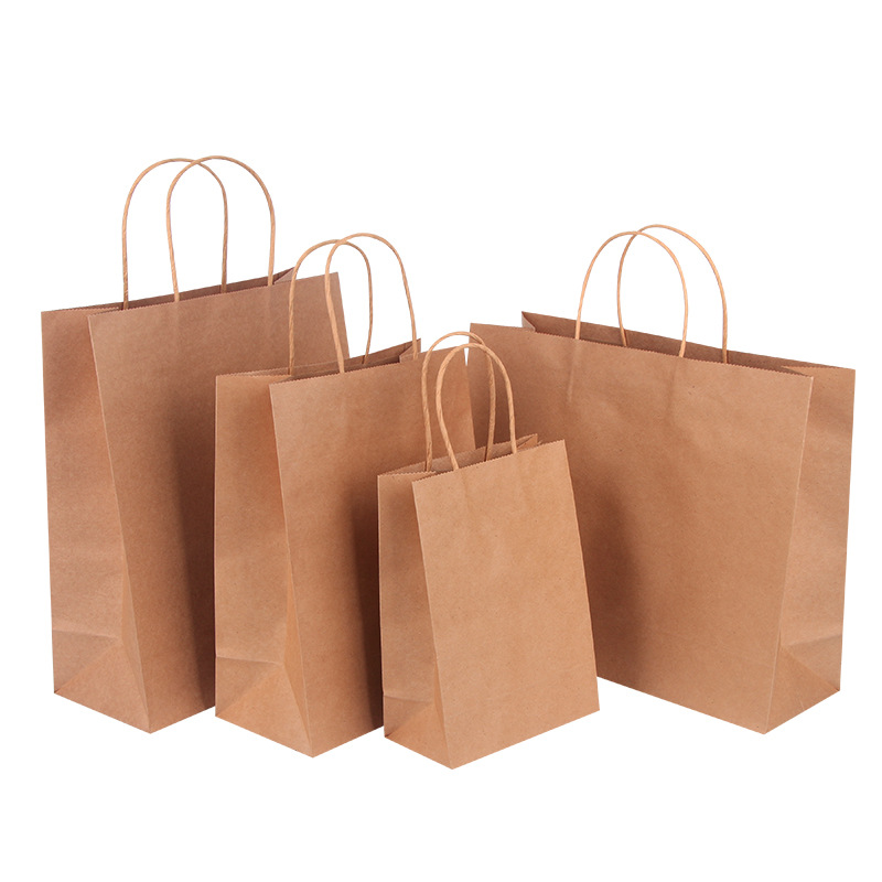 Custom Printed Fashion Kraft Paper Carry Bag with Handle for Takeout