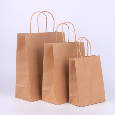 Custom Printed Fashion Kraft Paper Carry Bag with Handle for Takeout