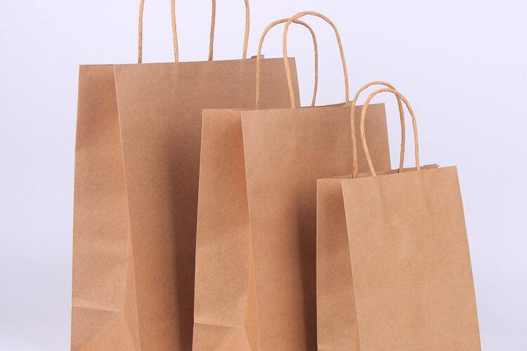 Fashion Paper Carry Bag Custom Printing for Takeout Grocery Packaging Use (4) Custom Printed Fashion Kraft Paper Carry Bag with Handle for Takeout