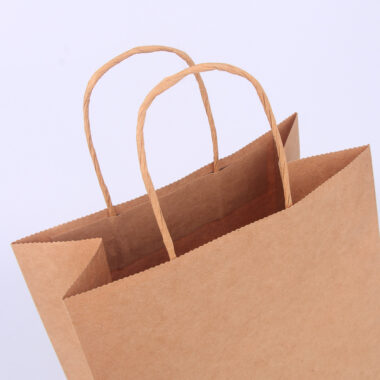 Custom Printed Fashion Kraft Paper Carry Bag with Handle for Takeout