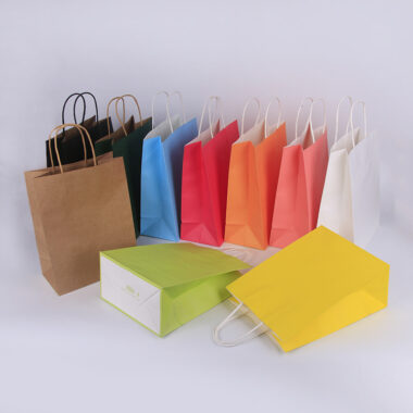 Custom Printed Fashion Kraft Paper Carry Bag with Handle for Takeout