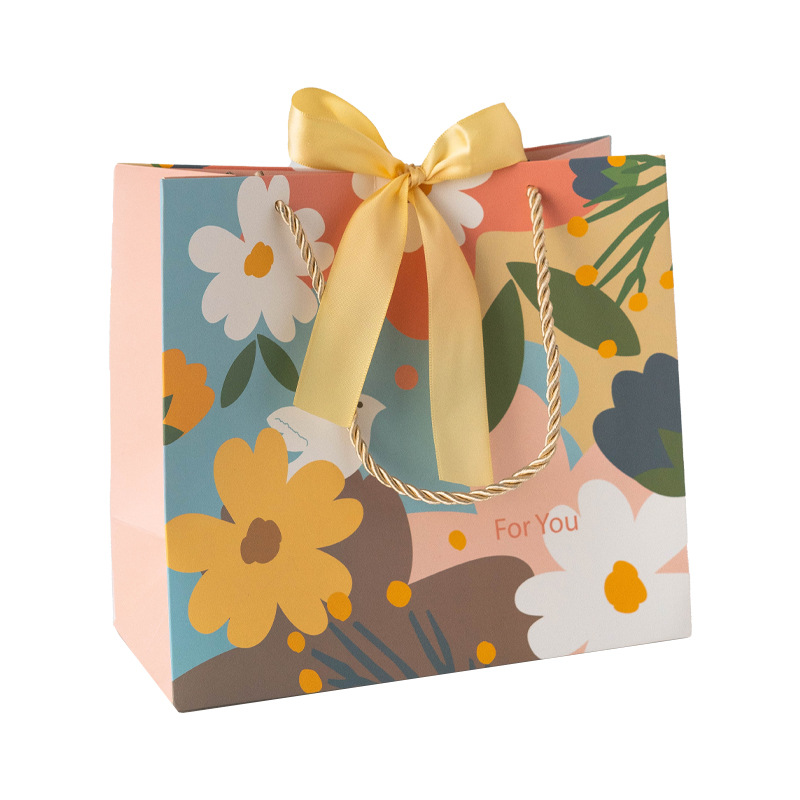 Fresh Forest Leaves Gift Bag with Bow Tie for Clothes and Holiday Gifts