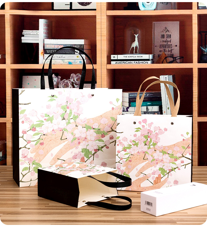 INS Style Cartoon Paper Gift Bag with Rivet Handle for Shopping & Gifts