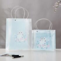Transparent Plastic Carry Bag with Logo Print